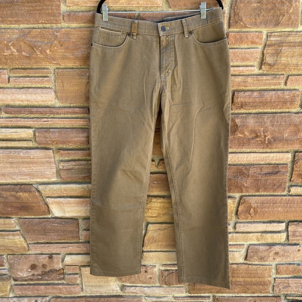 Hiltl Kenton Pants W34 L30 Men Brown Chino Trousers Hidden Zip Pocket Macedonia